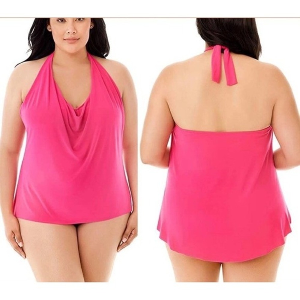 NWT Magicsuit Tankini Halter Swim Top Pink Size 24 Underwire Solid Sophie Beach